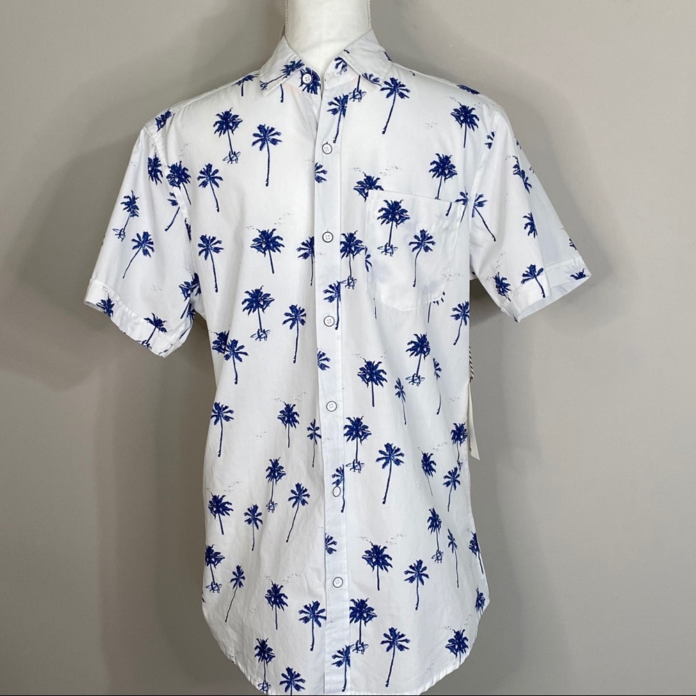 Rugby University Button Down Palm Tree Shirt NWT